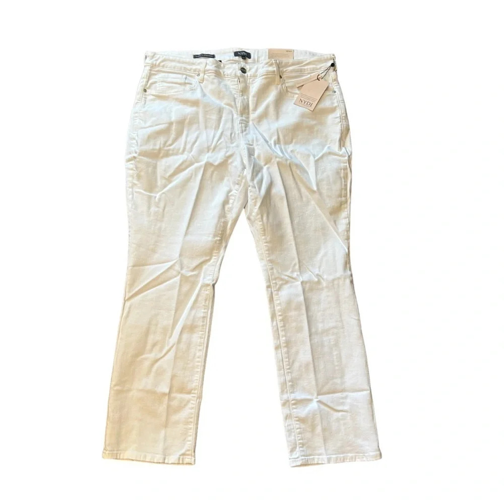 NWT NYDJ Marilyn Straight Jeans Womens‎ 18WP Optic White Lift Tuck Technology